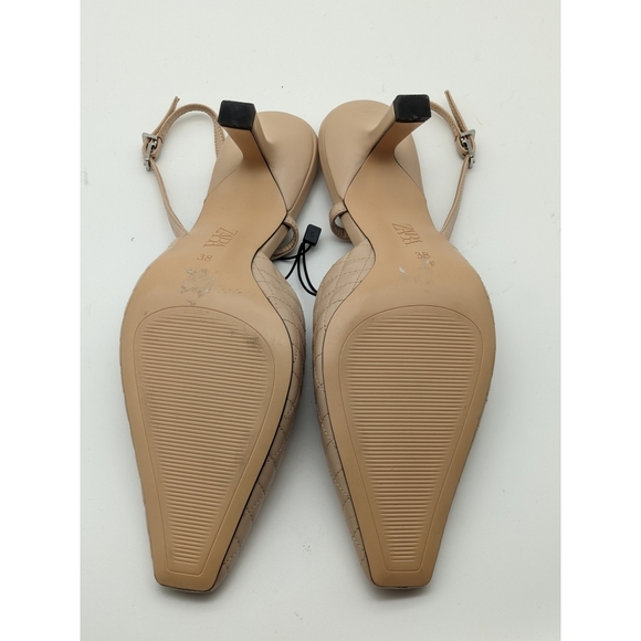 NWOT ZARA Quilted Slingback Leather Heel-7.5 - Picture 10 of 12